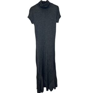 Polo by Ralph Lauren Charcoal Gray Short Sleeve Turtleneck Maxi Sweater Dress
